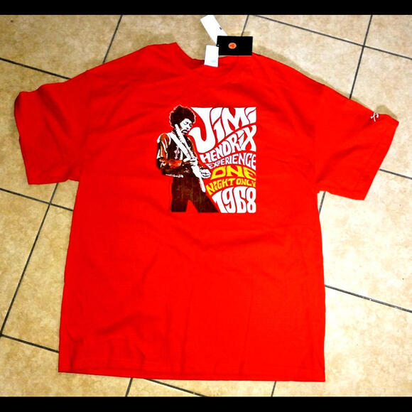 NEW JIMI HENDRIX Concert T-Shirt Size XL Red Experience 1968 COTTON TOP - Picture 4 of 5